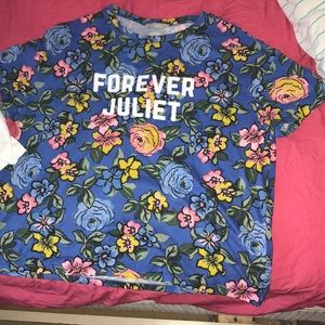 Zara floral print t-shirt blue shirt